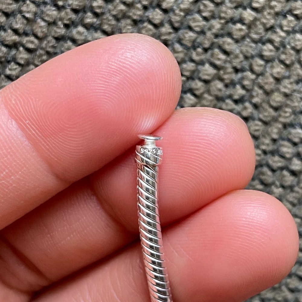 Authentic Pandora Slider Tennis Bracelet w/ 3 Pandora Charms EUC - Picture 15 of 16